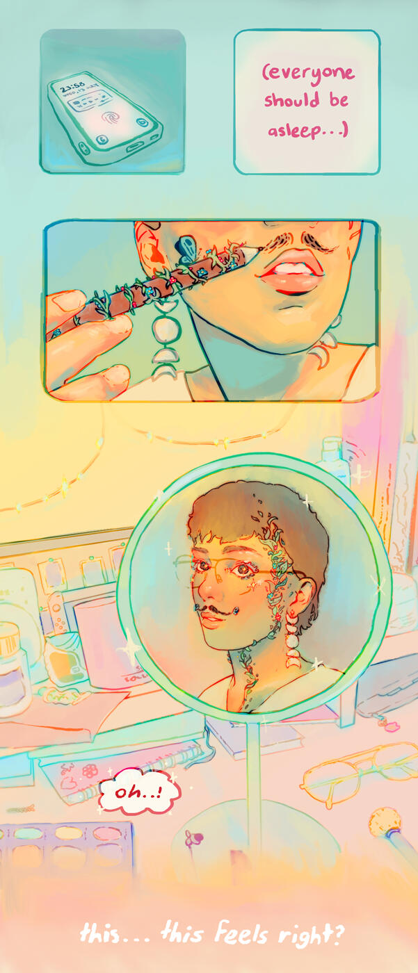 Midnight Makeup Escapade (2023) | Digital painting - 146 x 339mm